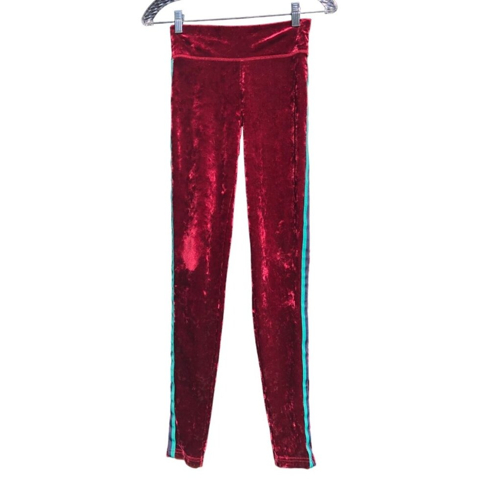 Aerie Chill Play Move Leggings in Burgundy Red Velour Crushed Velvet  Womens Siz
